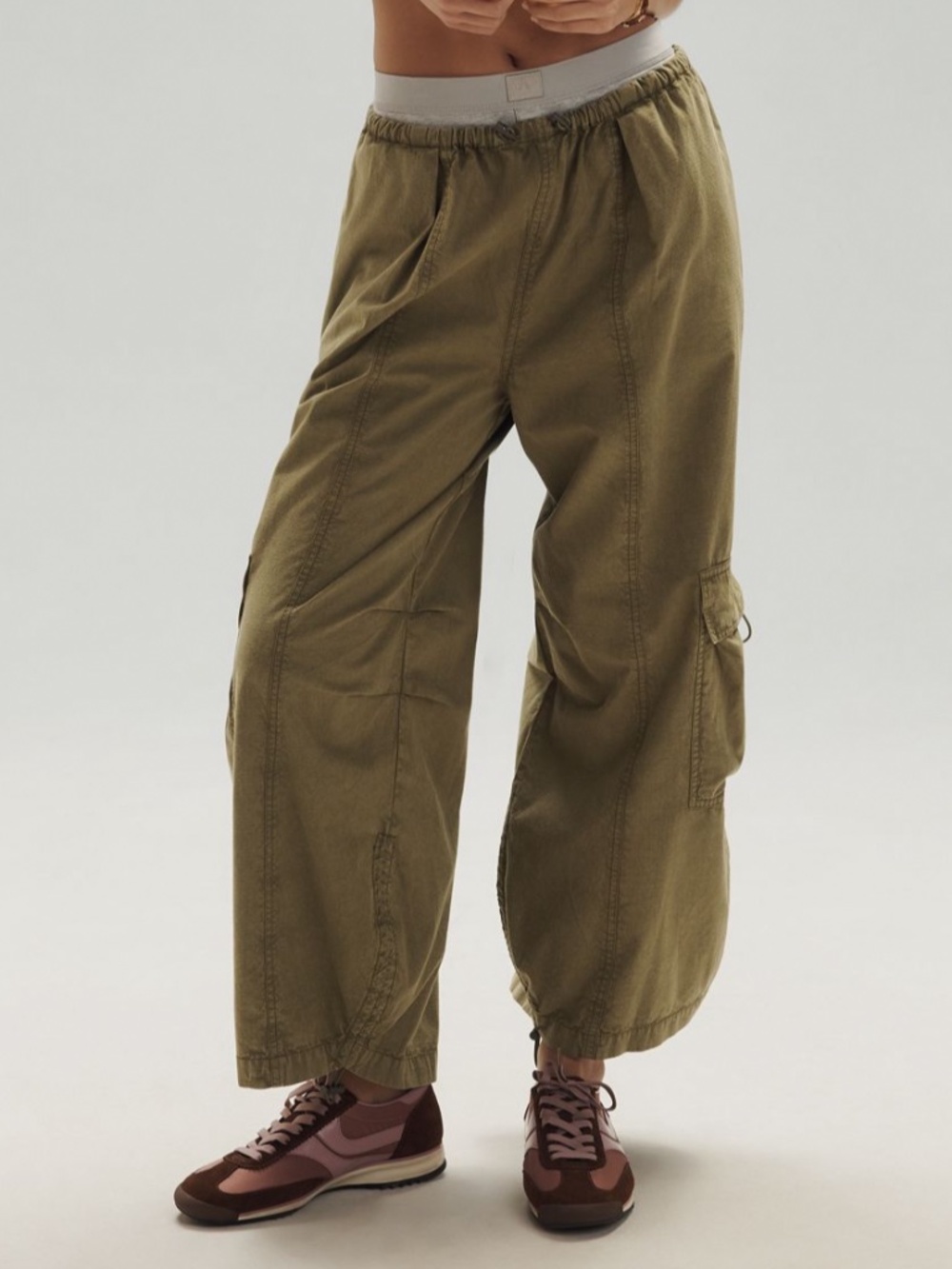 Anthropologie Daily Practice Biennial Wide-Leg Cropped Trousers Moss Size Medium